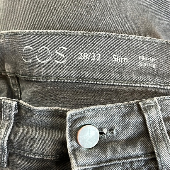 COS Jeans Slim Men's Size  28 Gray Button Fly 5 Pockets Mid Rise Slim Leg - Picture 3 of 13